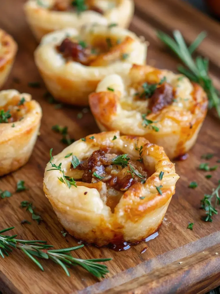 fig and brie bites on marble tray with honey and rosemary