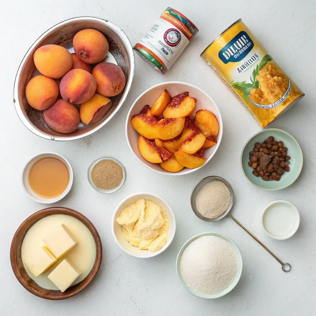 slow cooker peach upside-down cake ingredients